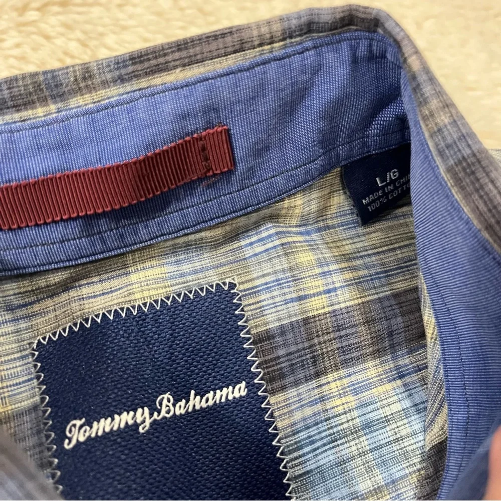 New Tommy Bahama Mens Large Flannel Plaid Blue Button Up Shirts Cotton Bundle - Picture 3 of 4